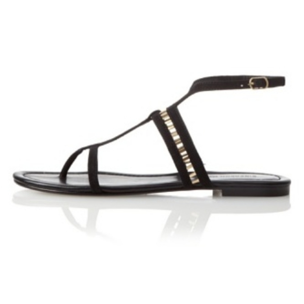 Sigerson Morrison Black Sandals with Gold Accents